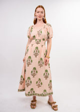 Seersucker Midi Dress in Blush