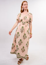 Seersucker Midi Dress in Blush view 2