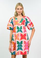 Butterflies Shift Dress in Pink view 2