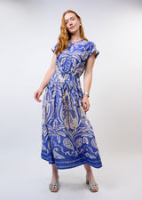 Royal Palms Dress in Blue