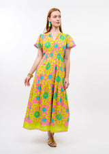 Daisy Border Dress in Citron view 2