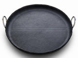 Durango Black Leather Round Tray w/ Ring Handle 16" D