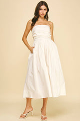 SHIRRING DETAILED SLEEVELESS MIDI DRESS - 6608D: COBALT BLUE / M