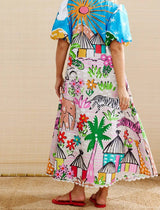Graphic Print Button-Down Maxi Dress: MULTI / XL