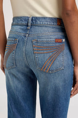 7 For All Mankind Dojo Flare Jean in Blue Core, back pocket detail view
