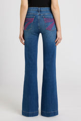 7 For All Mankind Dojo Flare Jean in Moonwater, back view