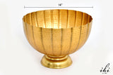 India Handicrafts Inc - 14’’ Gold Hammered Grooved Pedestal