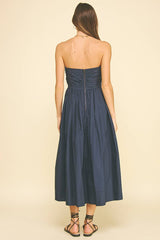 SHIRRING DETAILED SLEEVELESS MIDI DRESS - 6608D: COBALT BLUE / M