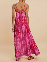Bohemian Maxi Dress with Abstract Print: PINK / S