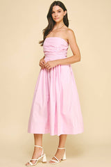 SHIRRING DETAILED SLEEVELESS MIDI DRESS - 6608D: COBALT BLUE / M