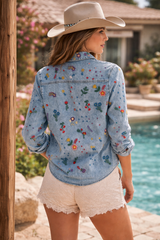 Soleil Prairie Embroidered Shirt: L