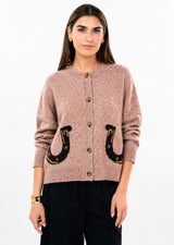 Sweater with Horse and Horseshoe in Rose