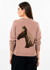 Sweater with Horse and Horseshoe in Rose