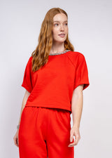 Sparkle Neck Top in Red