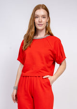 Sparkle Neck Top in Red