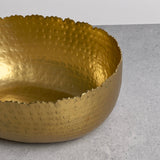 India Handicrafts Inc - Gold Oval Hammered Bowl