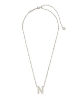 Letter N Pendant Necklace in Silver view 2