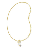 Leighton Convertible Gold Pearl Chain Necklace view 2