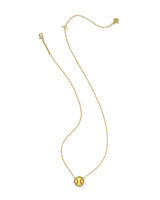 Softball Gold Short Pendant Necklace in Chartreuse view 2