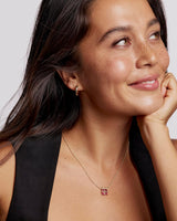 Present Gold Short Pendant Necklace in Red Crystal view 3