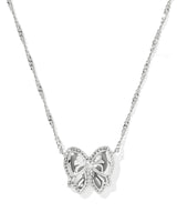 Haley Bow Silver Short Pendant Necklace in Ivory view 2