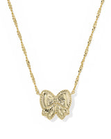 Haley Bow Gold Short Pendant Necklace in Rose Violet Mother-of-Pearl view 2