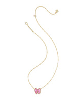 Haley Bow Gold Short Pendant Necklace in Rose Violet Mother-of-Pearl view 3