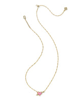 Ari Heart Arrow Gold Short Pendant Necklace in Pink view 3