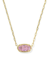 Elisa Luxe Gold Short Pendant Necklace in Light Pink CZ