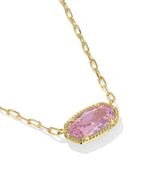 Elisa Luxe Gold Short Pendant Necklace in Light Pink CZ view 3