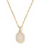 Daphne Gold Crystal Frame Short Pendant Necklace in Iridescent Drusy