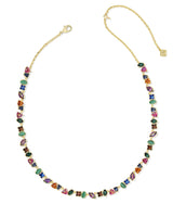 Isabelle Gold Tennis Necklace in Multi Mix view 2