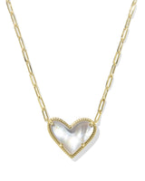 Ari Heart Statement Gold Short Pendant Necklace in Ivory