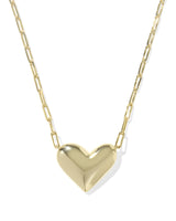 Ari Heart Statement Gold Short Pendant Necklace in Ivory view 2