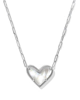 Ari Heart Statement Silver Short Pendant Necklace in Ivory