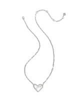 Ari Heart Statement Silver Short Pendant Necklace in Ivory view 3