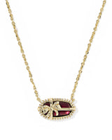 Elisa Bow Gold Short Pendant Necklace in Dark Burgundy Illusion
