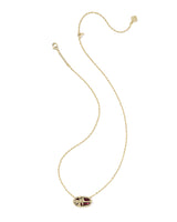 Elisa Bow Gold Short Pendant Necklace in Dark Burgundy Illusion view 3