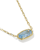 Elisa Luxe Gold Short Pendant Necklace in Light Blue CZ view 3