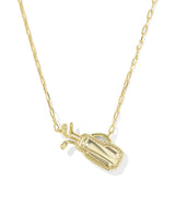 Golf Gold Short Pendant Necklace in Green Malachite view 3