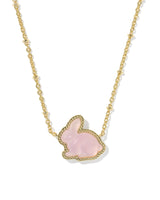 Bunny Gold Short Pendant Necklace in Blush Pink