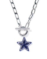 Cassidy Silver Enamel Link and Chain Necklace in Navy