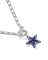 Cassidy Silver Enamel Link and Chain Necklace in Navy view 4