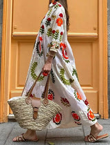 Floral Dress with Artistic Pattern: WHITE / M