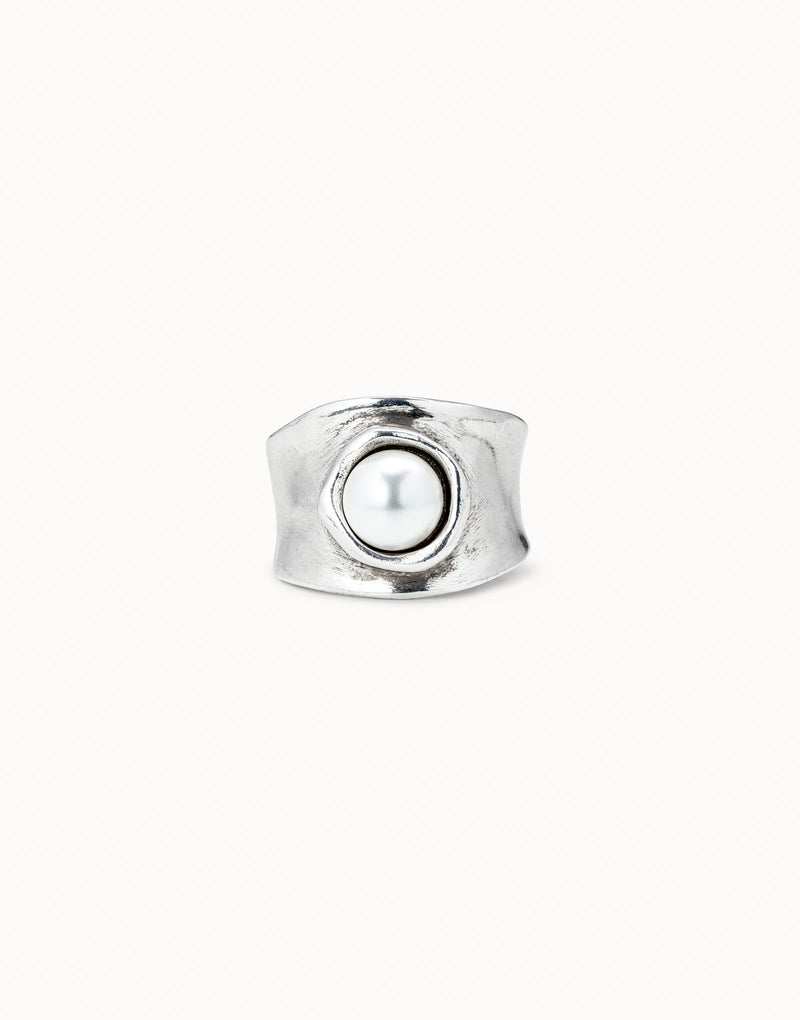 Uno De 50 - Sterling Silver-plated Ring with Crystal