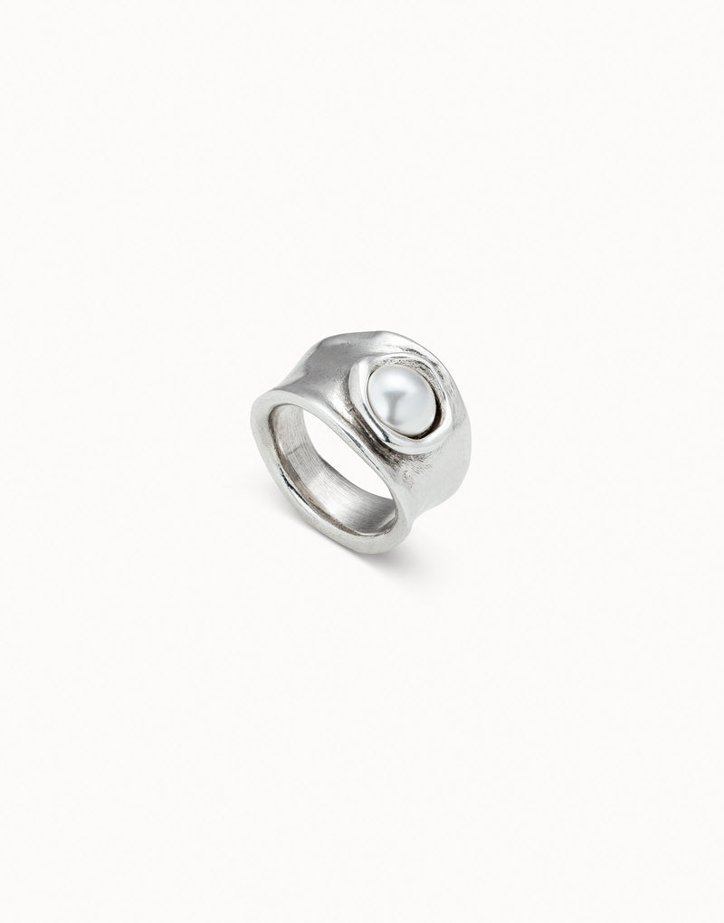 Uno De 50 - Sterling Silver-plated Ring with Crystal