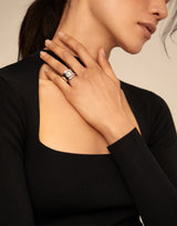 Uno De 50 - Sterling Silver-plated Ring with Crystal