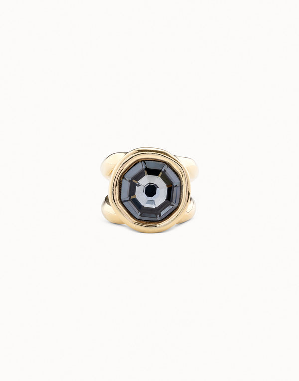 Uno De 50 - 18k Gold-plated Ring with Gray Crystal