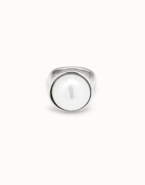 Uno De 50 - Sterling Silver-plated Ring with Shell Pearl