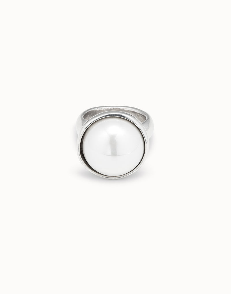 Uno De 50 - Sterling Silver-plated Ring with Shell Pearl